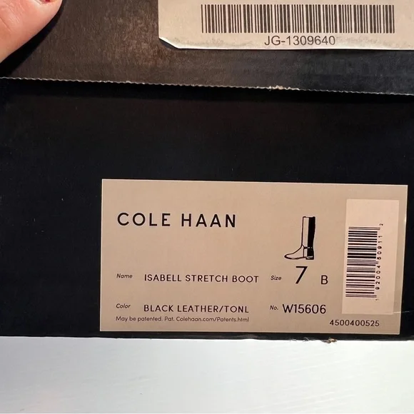 Cole Haan Boots womens 7 Isabell Stretch Black Leather Knee High Riding Boots